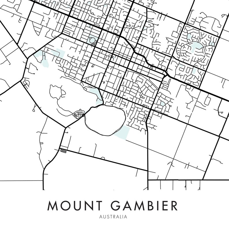 Mount Gambier South Australia Art City Map Print Wall Art Etsy