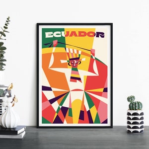 Ecuador, Arte de pared ilustrativo de viaje, 4 x 6 5 x 7 A4 A3 A2 A1