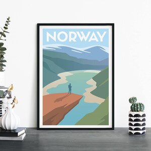 Noruega / Arte ilustrativo de la pared de la impresión de viajes / 4x6 5x7 A4 A3 A2 A1
