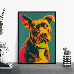Staffordshire Bull Terrier / Perro colorido impresión ilustrativa arte de pared / A4 A3 A2 A1