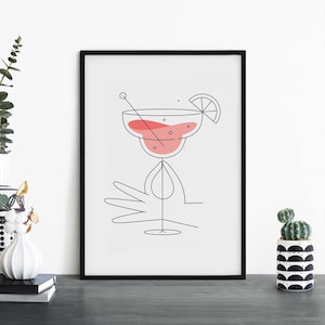 Impresión ilustrativa de cóctel margarita para pared, 4 x 6, 5 x 7, A4, A3, A2, A1