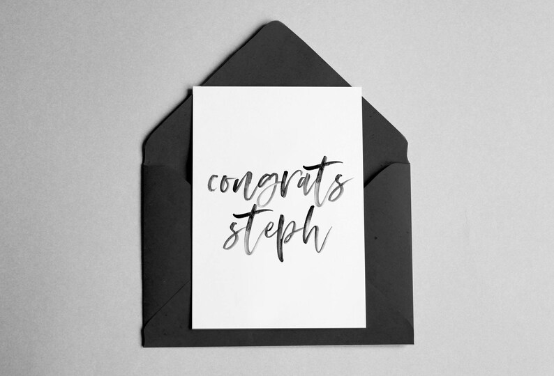 Personalized Congratulations Card Contemporary Script Font Congrats Name image 1