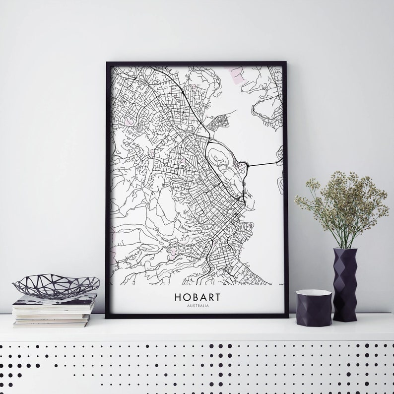 Hobart Tasmania Art City Map Print Wall Art A4 A3 A2 A1 Etsy Australia