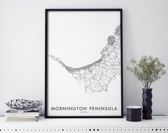 Mornington Peninsula, Victoria, Australia Art, City Map Print Wall Art | A4 A3 A2 A1