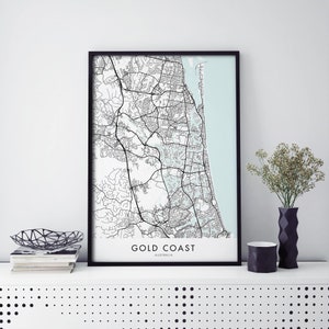 Gold Coast, Australia Art, City Map Print Wall Art | A4 A3 A2 A1