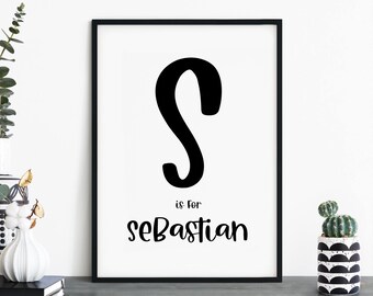 Personalised Childs Name Nursery Bedroom Print Wall Art | Boys Girls Kids Baby