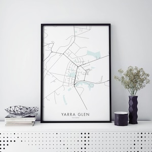 Yarra Glen, Victoria, Australia Art, City Map Print Wall Art | A4 A3 A2 A1