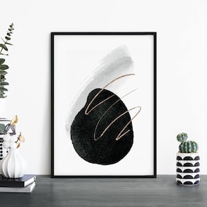 Black & Gold Abstract Print Wall Art | 4x6 5x7 A4 A3 A2 A1