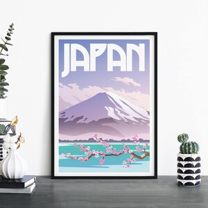 Monte Fuji, Japón / Arte ilustrativo de la pared de la impresión de viajes / 4x6 5x7 A4 A3 A2 A1