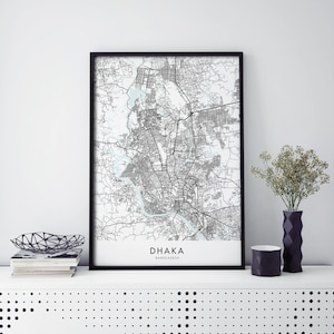Dhaka, Bangladesh City Art, Map Print Wall Art | A4 A3 A2 A1