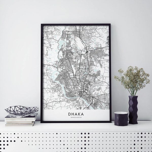 Dhaka, Bangladesh City Art, Map Print Wall Art | A4 A3 A2 A1