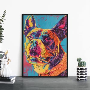 Staffordshire Bull Terrier / Perro colorido impresión ilustrativa arte de pared / A4 A3 A2 A1