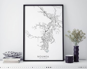 Noumea, New Caledonia Art, City Map Print Wall Art | A4 A3 A2 A1