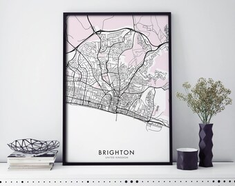 Brighton, England, UK Art, City Map Print Wall Art | A4 A3 A2 A1