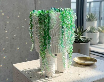 Crystal Cascade Beaded Sun-Catcher Trailing Artificial Plant | Handmade in Melbourne
