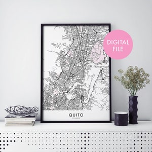 Quito, Ecuador City Map Print Wall Art Poster | Print At Home | Digital Download File