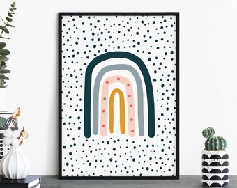 Rainbow Colourful Poster Print Wall Art | Childrens Kids Boys Girls Nursery Bedroom | A4 A3 A2 A1