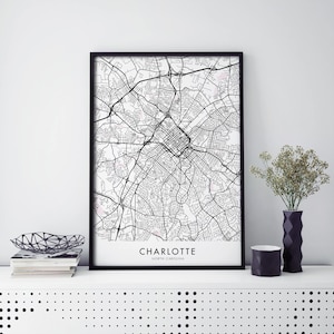 Charlotte, Caroline du Nord Art, City Map Print Wall Art | A4 A3 A2 A1