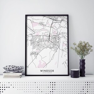 Windsor UK Art, City Map Print Wall Art / A4 A3 A2 A1