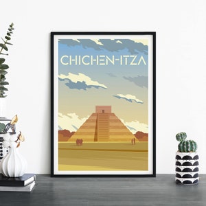 Chichén Itzá, México, Arte de pared ilustrativo de viaje, 4 x 6 5 x 7 A4 A3 A2 A1