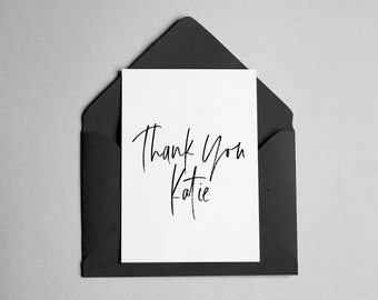 Personalized Thank You Card - Brush Font - "Thank You *Name*"
