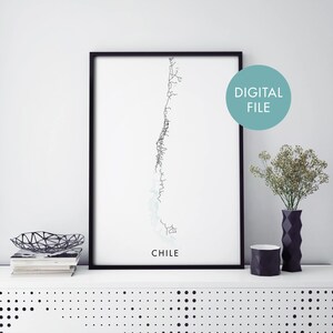 Chile Road Map Print Wall Art | Print At Home | Digital Download File