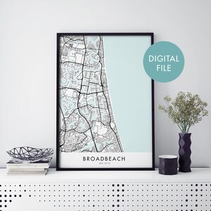 Broadbeach, Gold Coast, Australie Carte de la ville Imprimer Art mural | Imprimer à la maison | Fichier de téléchargement numérique