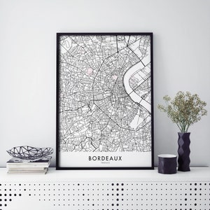 Bordeaux, Frankreich Kunst, Stadtplan Druck Wandkunst | A4 A3 A2 A1