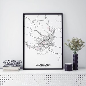 ワンガヌイ、ニュージーランド アート、都市地図プリント ウォール アート | A4 A3 A2 A1