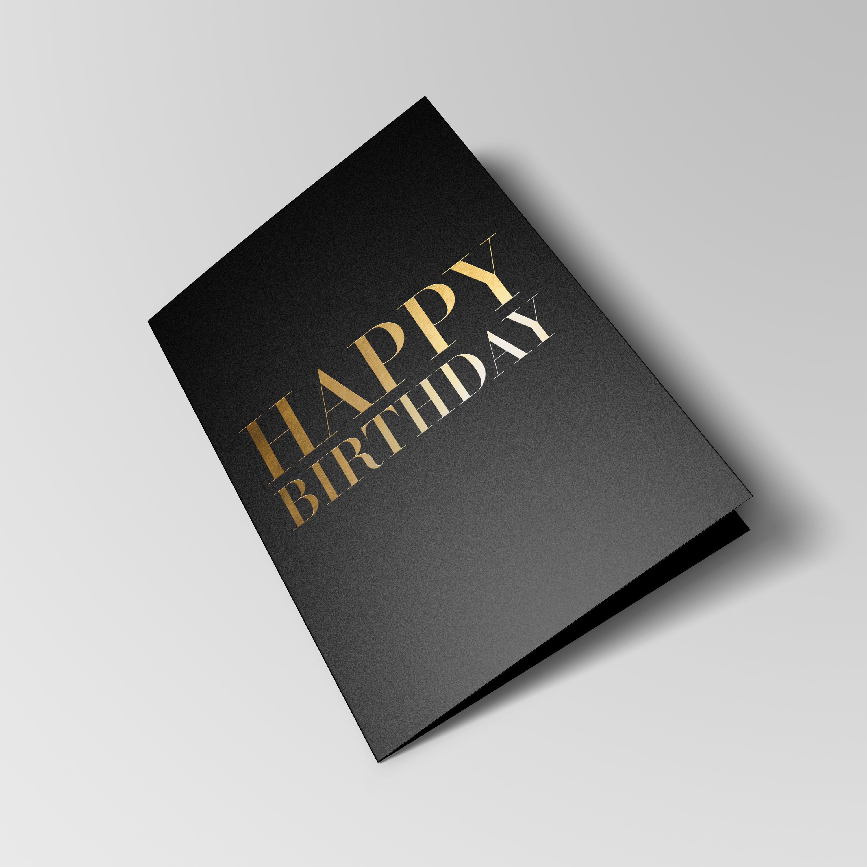 Elegant Gold Foil Black Birthday Card - "happy Birthday" - Etsy
