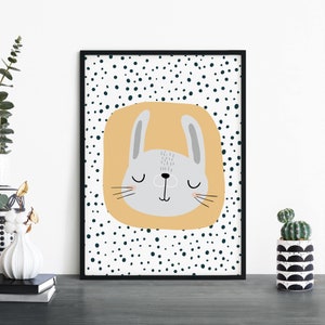 Bunny Poster Print Arte de pared / Niños Niños Niños Niñas Guardería Dormitorio / A4 A3 A2 A1