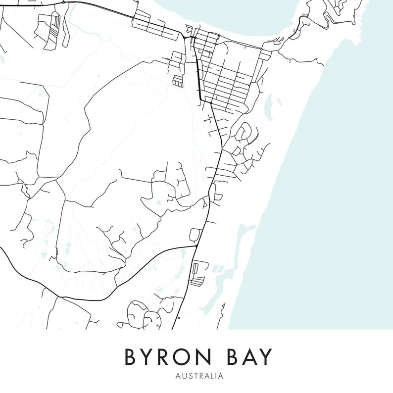 Digital Download File Print At Home Byron Bay Australia City Map Print Wall Art New South Wales