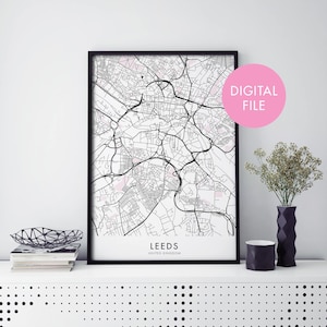 Leeds, England, Großbritannien, Uk City Map Druck Wandkunst | Druck zu Hause | Digital Download Datei