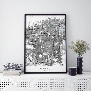 Tehran, Iran Art, City Map Print Wall Art | A4 A3 A2 A1