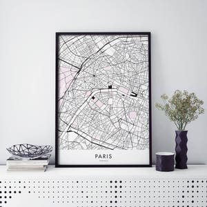 パリ、フランス アート、都市地図プリント ウォールアート | A4 A3 A2 A1