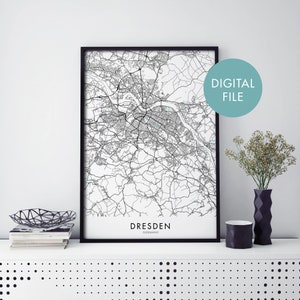 Dresden, Germany City Map Print Wall Art | Print At Home | Digital Download File