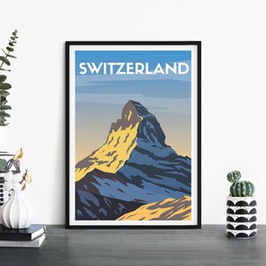 Suiza / Arte ilustrativo de la pared de la impresión de viajes / 4x6 5x7 A4 A3 A2 A1