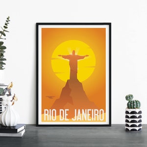 Rio de Janeiro, Brazil | Illustrative Travel Print Wall Art | 4x6 5x7 A4 A3 A2 A1
