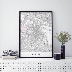 Dublino, Irlanda Arte, Mappa della città Stampa Wall Art / A4 A3 A2 A1