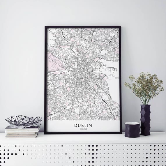 A3 A2 A1 Wall Art Poster Wall decor DUBLIN Map Print Ireland City Map Print