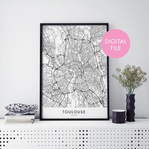 Toulouse, Frankreich Stadtplan Druck Wandkunst | Druck zu Hause | Digital Download Datei