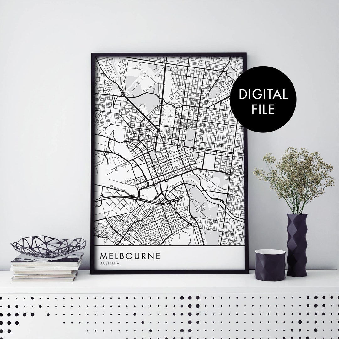 Melbourne City Map Print Wall Art | Print at Home | Digital Download ...