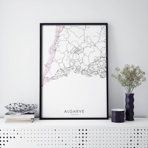 Algarve, Portugal Art, Stadskaart Print Kunst aan de muur | A4 A3 A2 A1