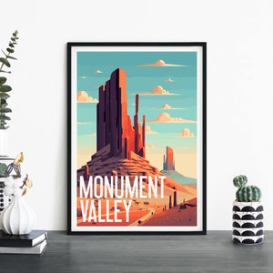 Monument Valley, Arizona, Arte de pared ilustrativo de impresión de viajes, 4 x 6 5 x 7 A4 A3 A2 A1