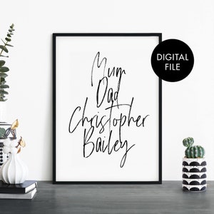 DIGITAL DOWNLOAD Custom Family Names Poster Print Wall Art | Personalized Text | Your Text Here - Downloadable JPEG File