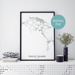 Phillip Island, Victoria, Australie Carte de la ville Imprimer art mural | Imprimer à la maison | Fichier de téléchargement numérique