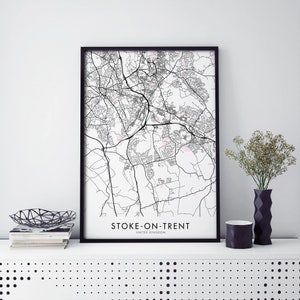 Stoke-on-Trent, England UK Art, City Map Print Wall Art | A4 A3 A2 A1