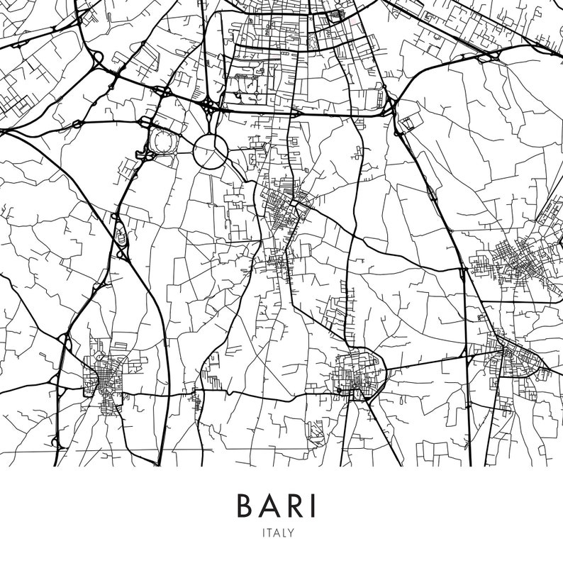Bari, Italy City Map Print Wall Art | Print at Home | Digital Download ...