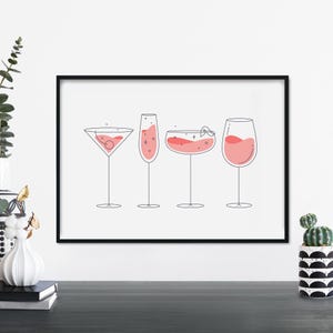Impresión ilustrativa de cócteles para pared / 4x6 5x7 A4 A3 A2 A1