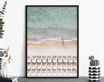 Beach Umbrellas Aerial Photograph Print Wall Art | A4 A3 A2 A1